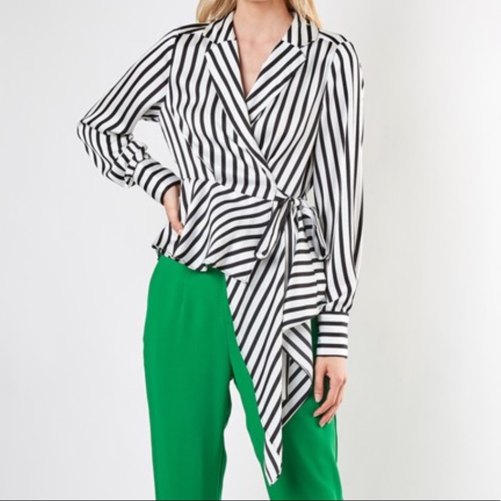 DO + BE Stripe Wrap Top